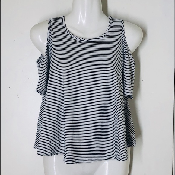 Striped summer waist crop cold shoulder Miss shirt - Picture 4 of 8